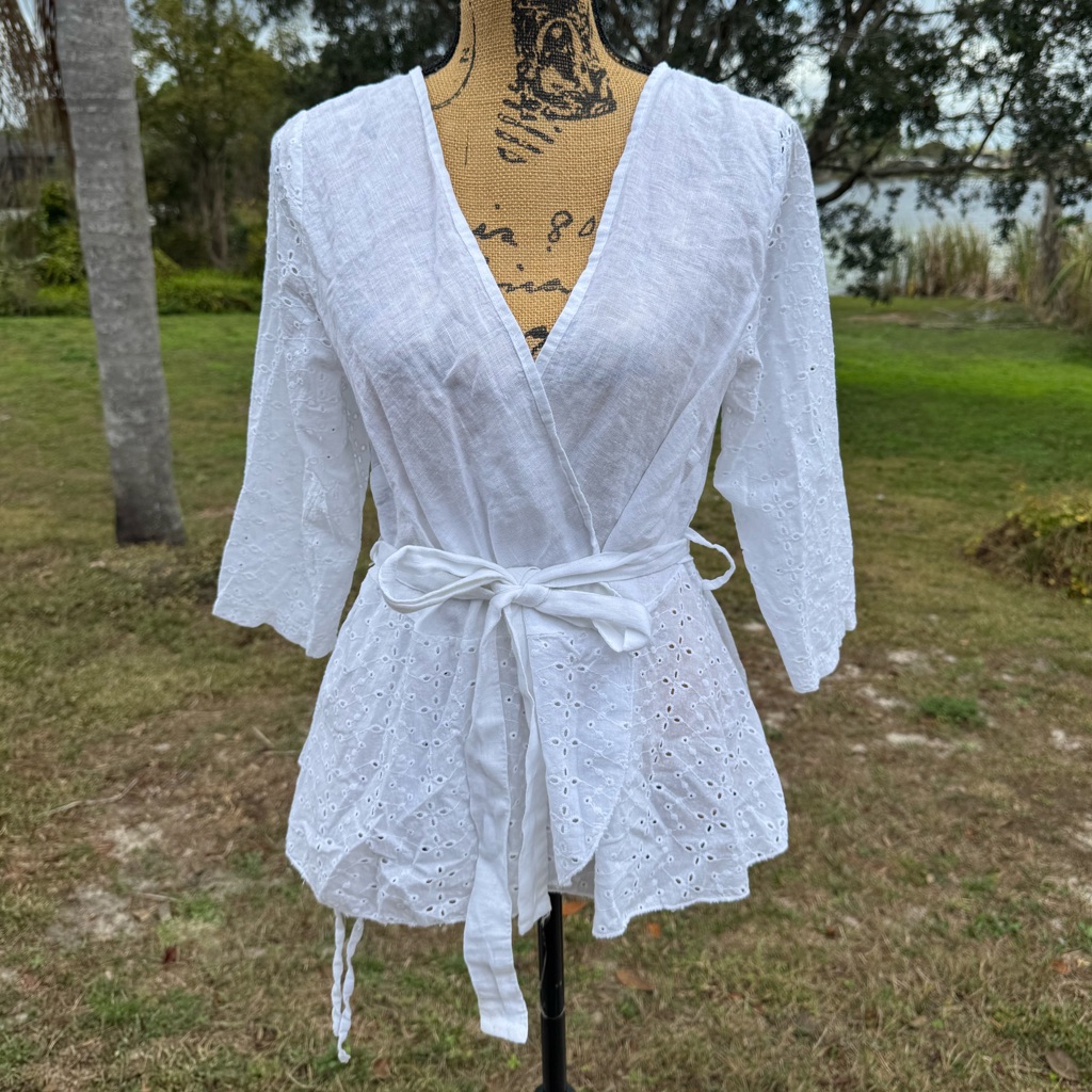 Elegant White Wrap Blouse